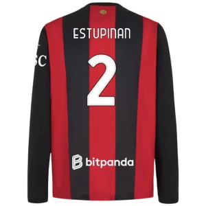 AC Milan Estupinan #2 Fußballtrikot 2026-27 Heimtrikot Herren Langarm