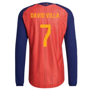 David Villa #7 Spanien Fußballtrikot WM 2026 Heimtrikot Herren Langarm