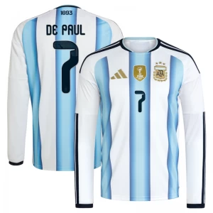 De Paul #7 Argentinien Fußballtrikot WM 2026 Heimtrikot Herren Langarm