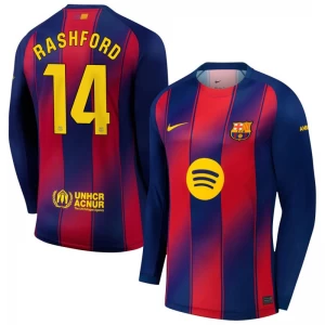 FC Barcelona Marcus Rashford #14 Fußballtrikot 2025-26 Heimtrikot Herren Langarm