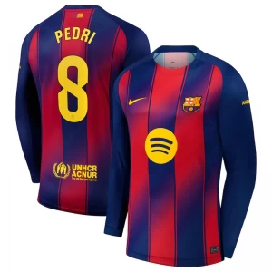 FC Barcelona Pedri #8 Fußballtrikot 2025-26 Heimtrikot Herren Langarm
