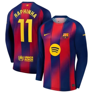 FC Barcelona Raphinha #11 Fußballtrikot 2025-26 Heimtrikot Herren Langarm