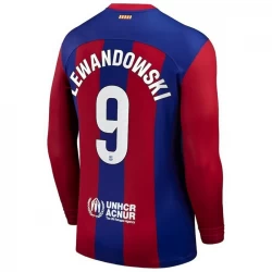 FC Barcelona Robert Lewandowski #9 Fußballtrikots 2023-24 Heimtrikot Herren Langarm