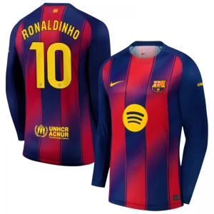 FC Barcelona Ronaldinho Gaúcho #10 Fußballtrikot 2025-26 Heimtrikot Herren Langarm
