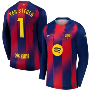 FC Barcelona Ter Stegen #1 Fußballtrikot 2025-26 Heimtrikot Herren Langarm