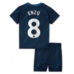 Kinder Chelsea FC Fußball Trikotsatz 2023-24 Enzo Fernández #8 Auswärtstrikot