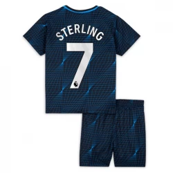 Kinder Chelsea FC Fußball Trikotsatz 2023-24 Raheem Sterling #7 Auswärtstrikot