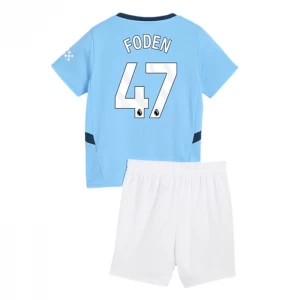 Kinder Manchester City Phil Foden #47 Fußball Trikotsatz 2024-25 Heimtrikot
