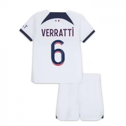 Kinder Paris Saint-Germain PSG Fußball Trikotsatz 2023-24 Marco Verratti #6 Auswärtstrikot
