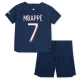 Kinder Paris Saint-Germain PSG Kylian Mbappé #7 Fußball Trikotsatz 2023-24 Heimtrikot