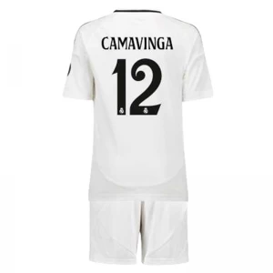 Kinder Real Madrid Eduardo Camavinga #12 Fußball Trikotsatz 2024-25 Heimtrikot