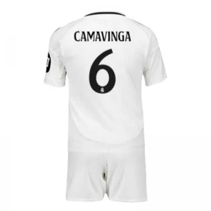 Kinder Real Madrid Eduardo Camavinga #6 Fußball Trikotsatz 2024-25 HP Heimtrikot