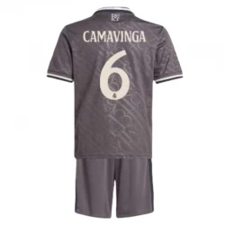 Kinder Real Madrid Fußball Trikotsatz Eduardo Camavinga #6 2024-25 Ausweichtrikot