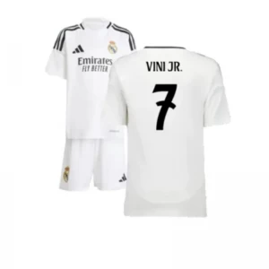 Kinder Real Madrid Vinicius Junior #7 Fußball Trikotsatz 2024-25 Heimtrikot