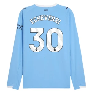 Manchester City Echeverri #30 Fußballtrikot 2025-26 Heimtrikot Herren Langarm