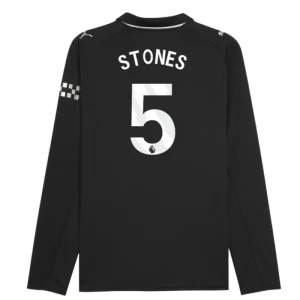 Manchester City Fußballtrikot 2025-26 Stones #5 Auswärtstrikot Herren Langarm