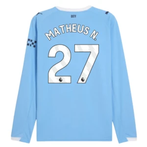Manchester City Matheus N. #27 Fußballtrikot 2025-26 Heimtrikot Herren Langarm