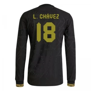 Mexiko Fußballtrikot L. Chavez #18 2025 Black Gold Cup Ausweichtrikot Herren Langarm
